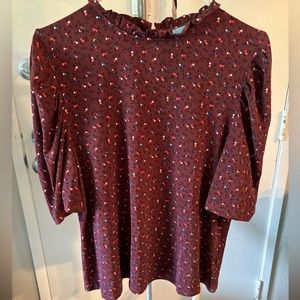Cece Burgundy blouse with flowers